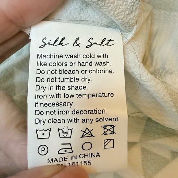 Silk & Sand Khaki White Geometric Print Flouncy Boho Dress or Coverup Size LP - Picture 11 of 11